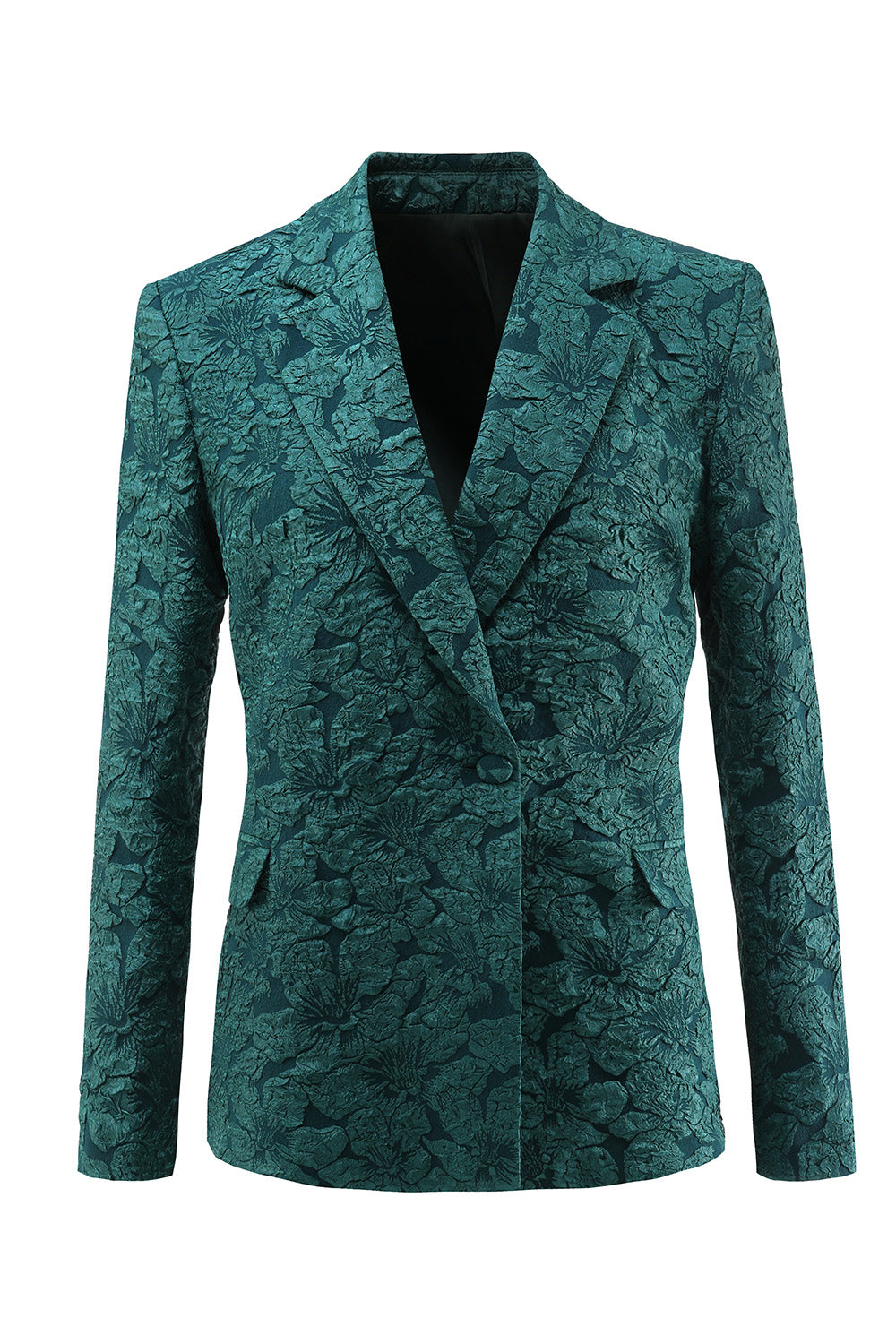 Dark Green Jacquard Peak Lapel Women's Suits with Belt