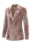 Sparkly Dusty Rose 2 Pieces Notched Lapel Women's Prom Suits with Feather