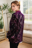 Sparkly Purple One Button Shawl Lapel Women's Prom Blazer