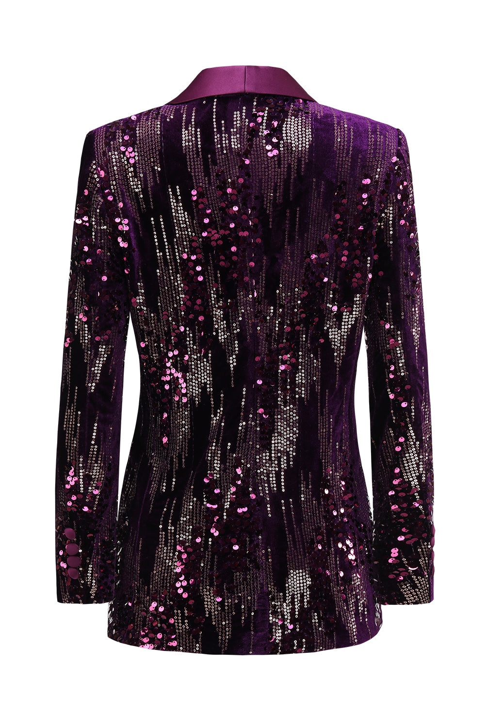 Sparkly Purple One Button Shawl Lapel Women's Prom Blazer