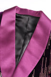 Sparkly Purple One Button Shawl Lapel Women's Prom Blazer