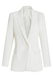 White Notched Lapel One Button Women's Blazer