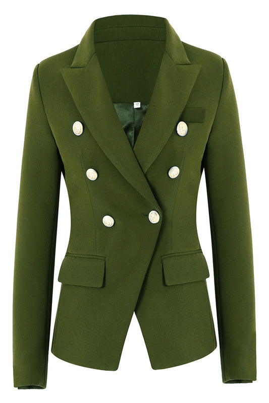 Army Green Peak Lapel Women's Blazer