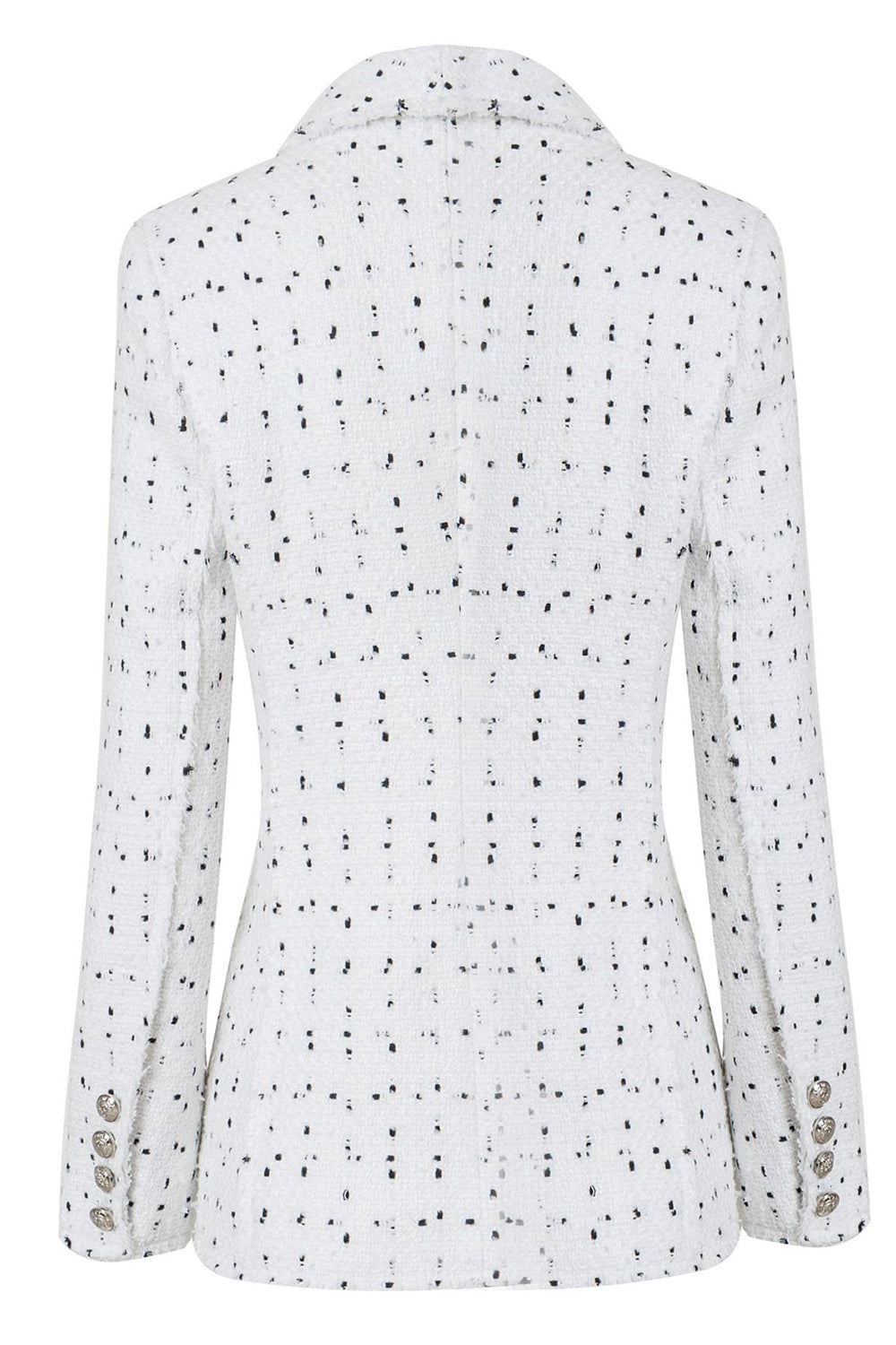 White Dotted Midi Women's Thick Blazer