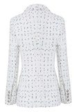 White Dotted Midi Women's Thick Blazer