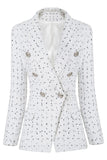 White Dotted Midi Women's Thick Blazer