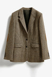 Brown Loose Plaid Women's Blazer