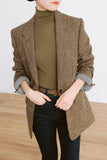 Brown Loose Plaid Women's Blazer