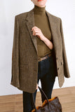 Brown Loose Plaid Women's Blazer