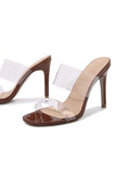 Apricot Slip On Stiletto Heel Peep toe Clear Sandals Slippers Fashion Shoes