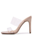 Apricot Slip On Stiletto Heel Peep toe Clear Sandals Slippers Fashion Shoes