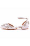 White Pointed Toe Bridal Shoes with Beading