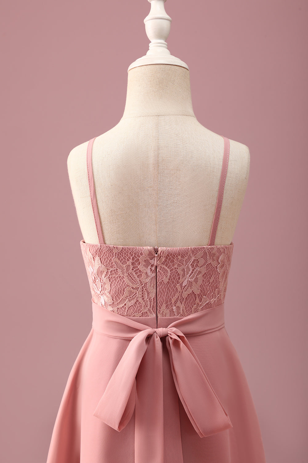 Blush Floral Halter Chiffon Junior Bridesmaid Dress with Ruffles