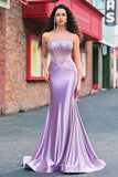 Sparkly Mermaid Corset Long Satin Prom Dress