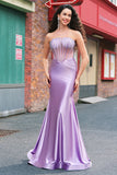 Sparkly Mermaid Corset Long Satin Prom Dress