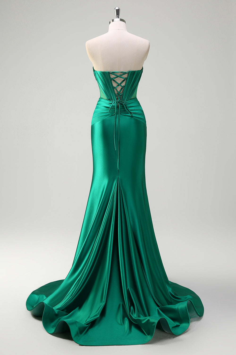 Dark Green Beaded Mermaid Sweetheart Long Prom Dress with Slit