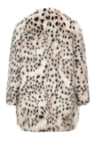 White Leopard Print Over Size Women's Fur Coat