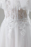 Ivory Off the Shoulder A-Line Wedding Dress with Appliqued Lace