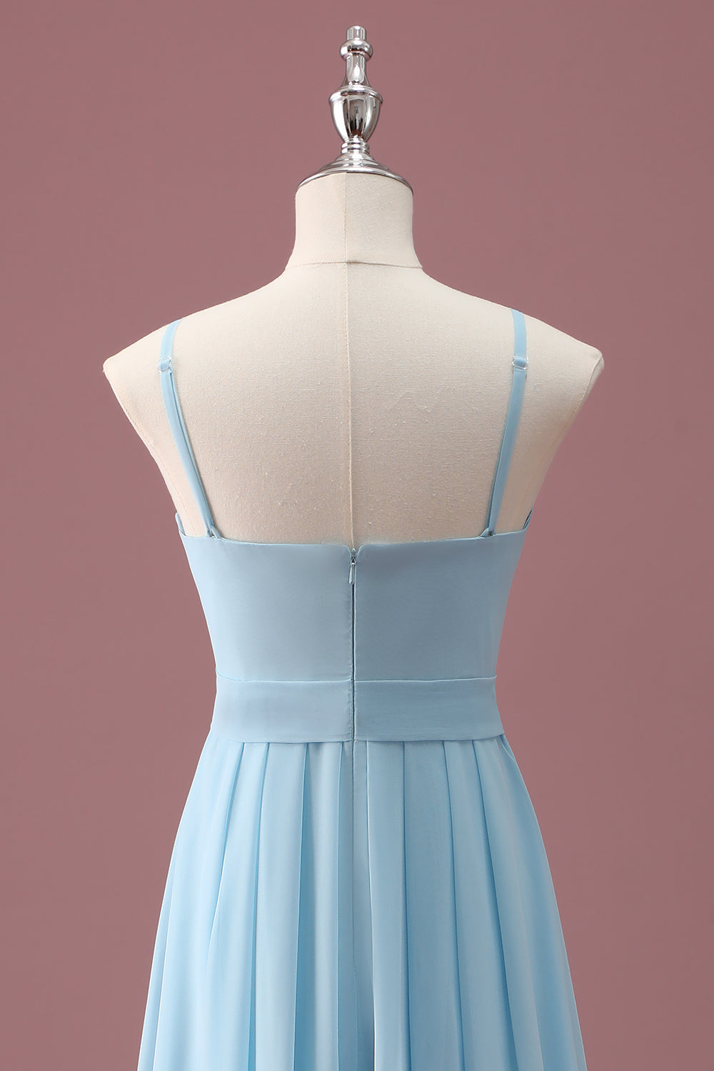 Sky Blue A Line Spaghetti Straps Ruffles Junior Bridesmaid Dress