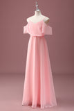 Pink Cold Shoulder A Line Junior Bridesmaid Dress