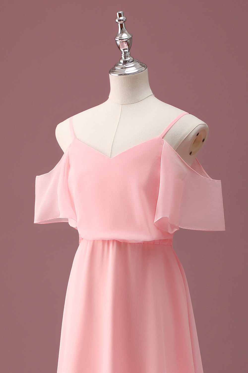 Pink Cold Shoulder A Line Junior Bridesmaid Dress