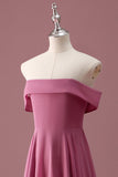 Desert Rose Off the Shoulder Chiffon A Line Junior Bridesmaid Dress