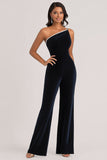 Velvet Navy Women's Jumpsuits with Rhinestone