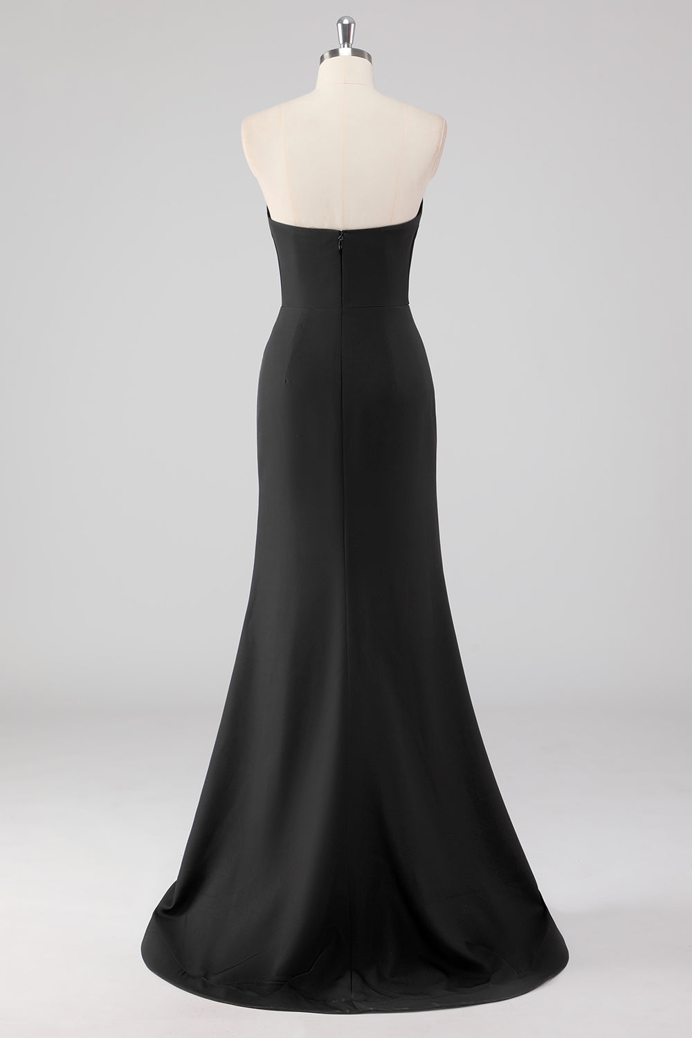 Strapless Mermaid Black Long Formal Dress with Slit