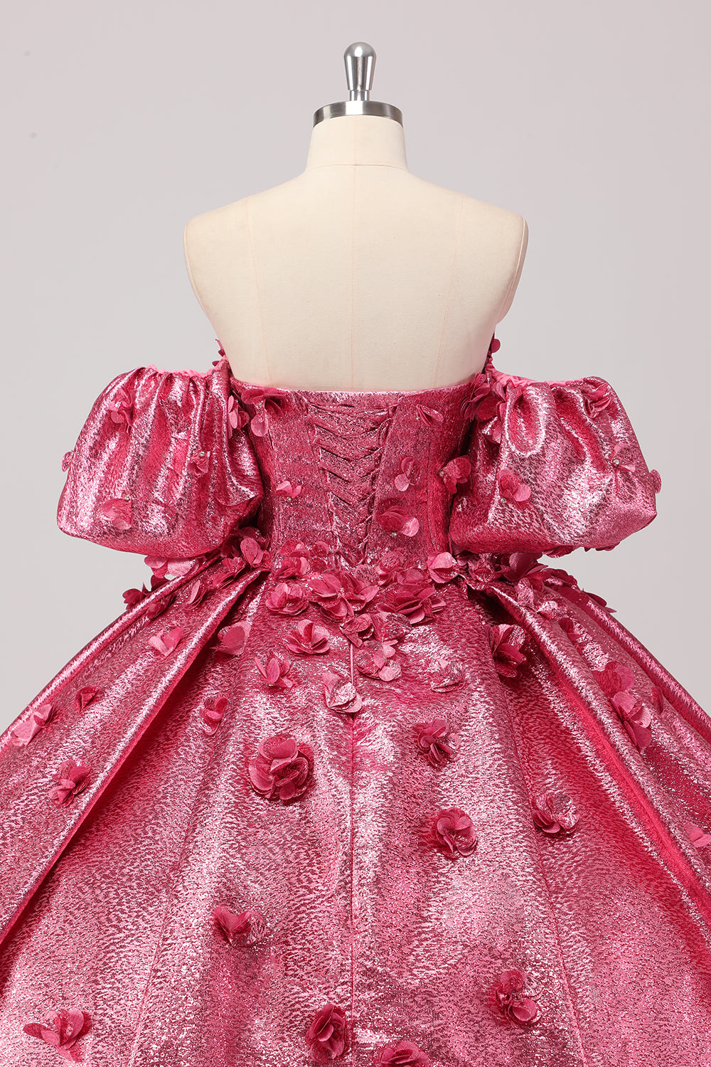 Fuchsia Ball Gown Corset Quinceanera Dress with 3D Flowers