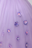 Sparkly Lilac Sweetheart Corset Ball Gown Quinceanera Dress with 3D Flowers