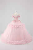 Blush Cold Shoulder Corset Ball Gown Quinceanera Dress with Ruffles