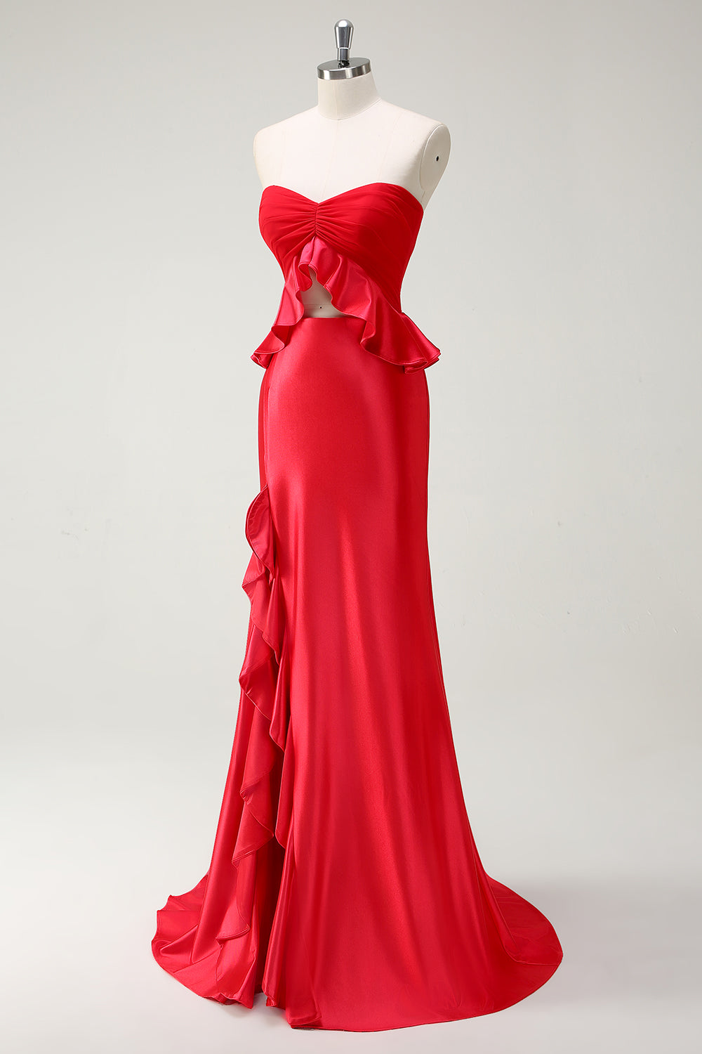 Red Sweetheart Mermaid Long Prom Dress with Slit