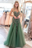 Agave Tulle Sweetheart Sheath Prom Dress with Lace