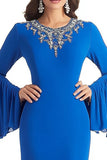 Royal Blue Sheath Scoop Long Sleeve Mother of the Bride Dress