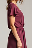 A Line Cabernet Chiffon Long Mother of the Bride Dress