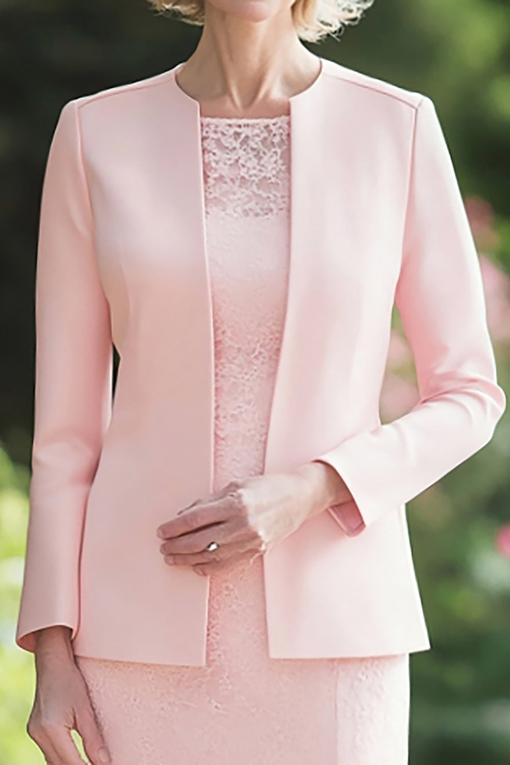 Pink Scoop Sheath 2-Piece Mother of the Bride Dress