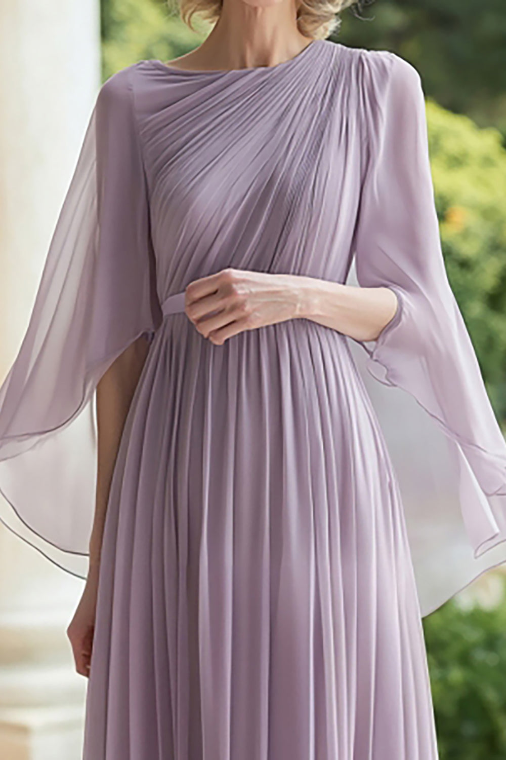 Chiffon Lilac Scoop Long Mother of the Bride Dress