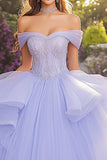 Lavender Ball Gown Off The Shoulder Strapless Quinceanera Dress