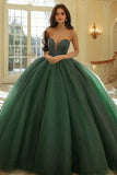 Dark Green Ball Gown Strapless Sweetheart Quinceanera Dress