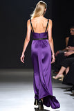 Satin Dark Purple V-Neck Long Gala Dress