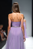 A Line Lilac Square Neck Tulle Long Gala Dress