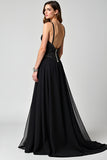 Beading Black Sweetheart A Line Long Formal Dress