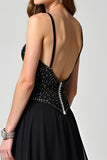 Beading Black Sweetheart A Line Long Formal Dress