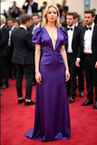 Deep V-Neck Purple Sheath Long Gala Dress