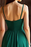 Spaghetti Straps Simple Green A Line Long Prom Dress