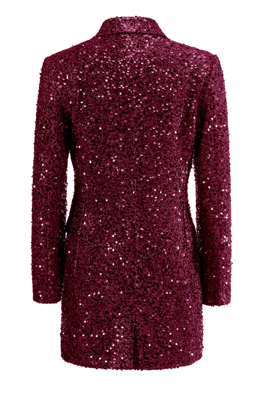 Sparkly Fuchsia Notched Lapel Women's Long Blazer