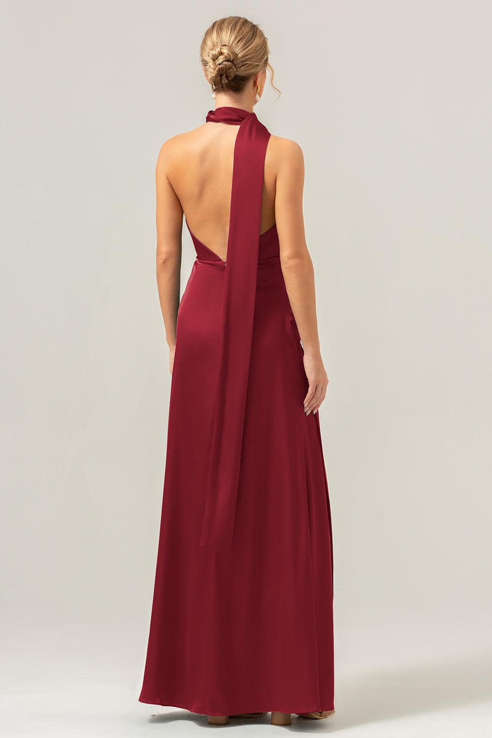 Peacock Sheath V-Neck Backless Long Bridesmaid Dress with Slit