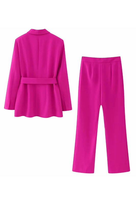 Fuchsia 2 Piece Shawl Lapel Women Suits