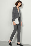 Grey Single Breasted Women Party Blazer