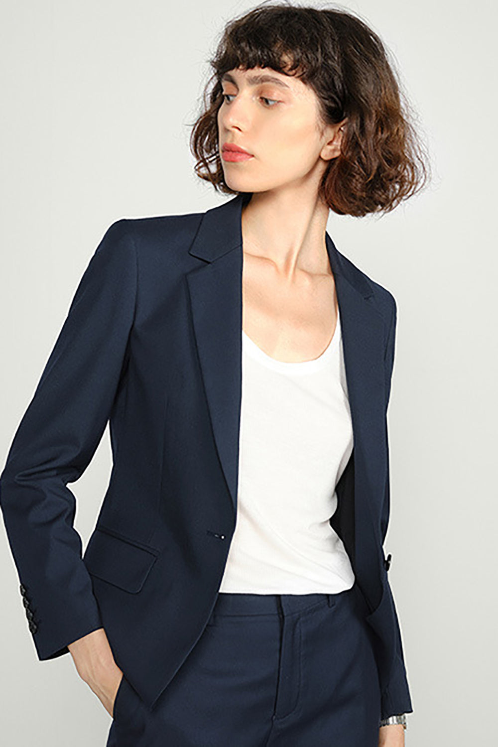 Grey Single Breasted Women Party Blazer